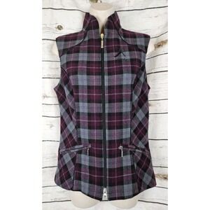 Arista Equestrian Vest Jacket S Purple Plaid Zip Up Womens Riding Horse Bit